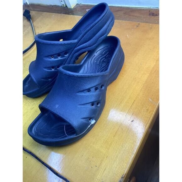 Preppy Streetwear Coquette Utility L.L. Bean Blue Rubber Slip On Sandals - Picture 2 of 4